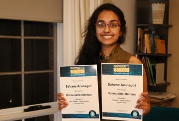 AM4U student Sahana receives 2 Awards